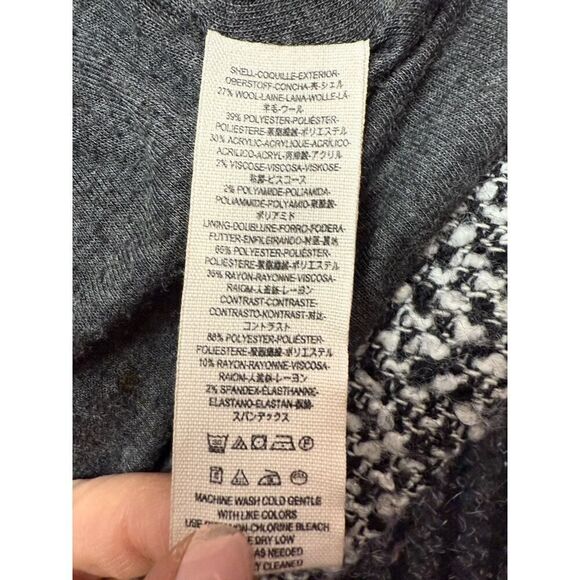 Free People Satellite Image Swing Coat Tweed Hooded Black White Women Medium - Picture 10 of 12